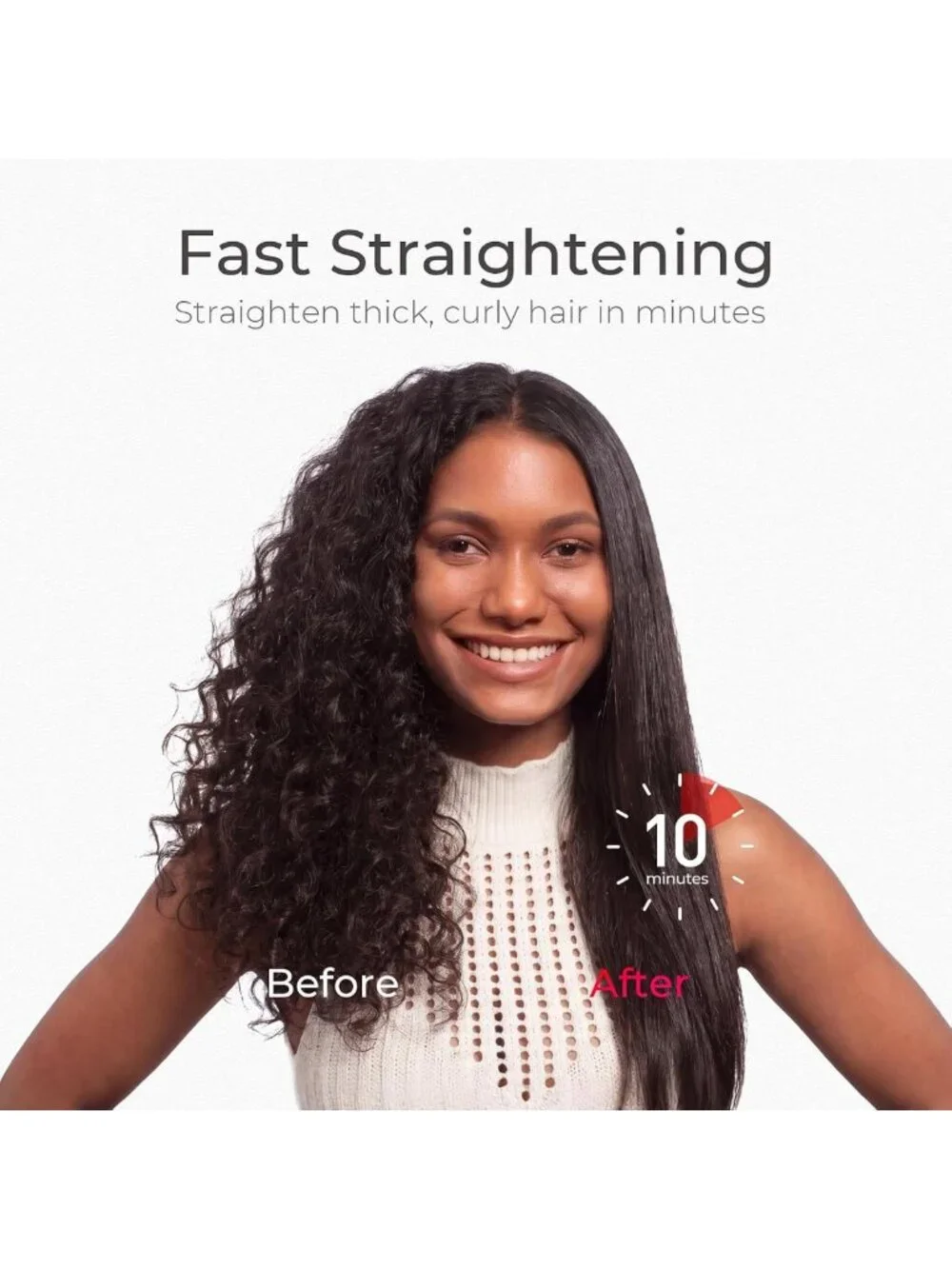 Ionic Hair Straightening Brush - 16 Heat Settings, Ceramic Hot Comb for Curly